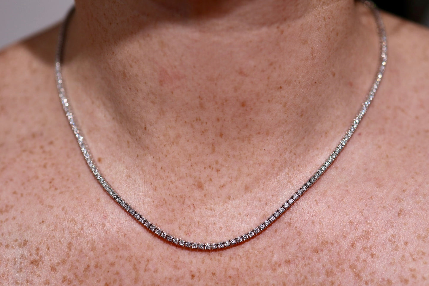 5ct Diamond Tennis Necklace 14kt Gold