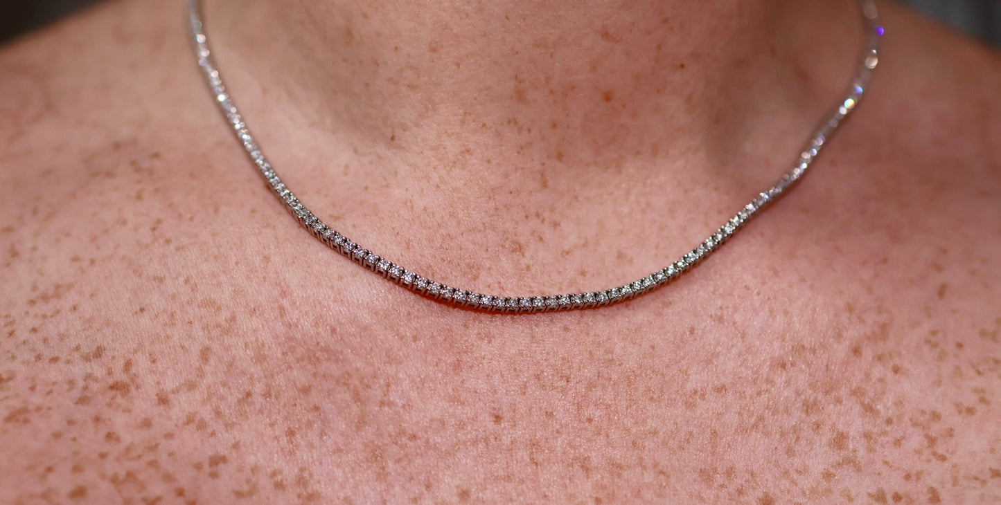 5ct Diamond Tennis Necklace 14kt Gold