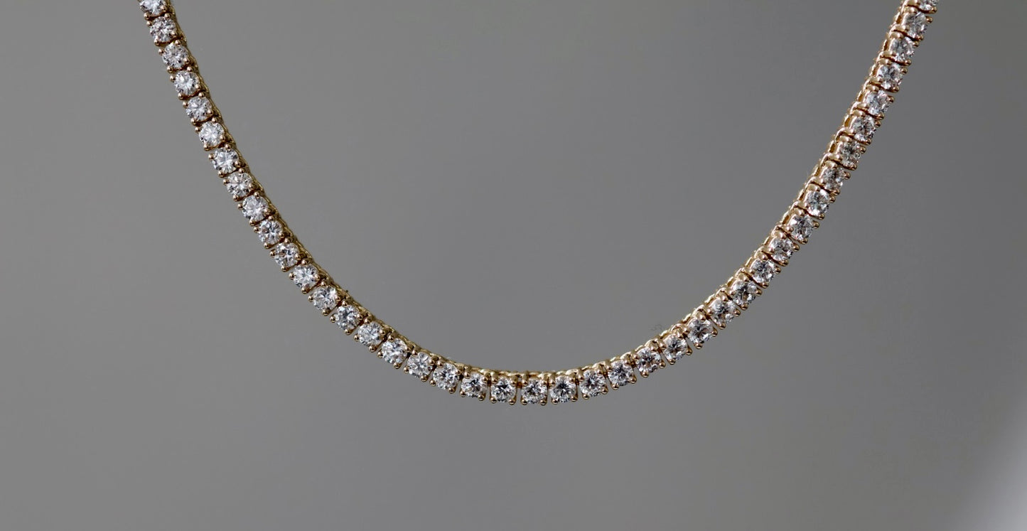 7ct Diamond Tennis Necklace Yellow Gold