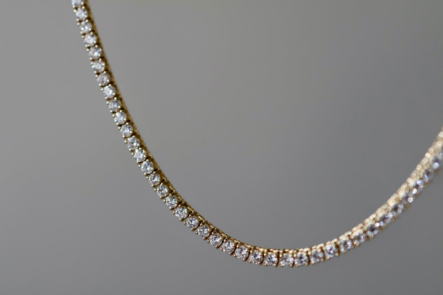 7ct Diamond Tennis Necklace Yellow Gold