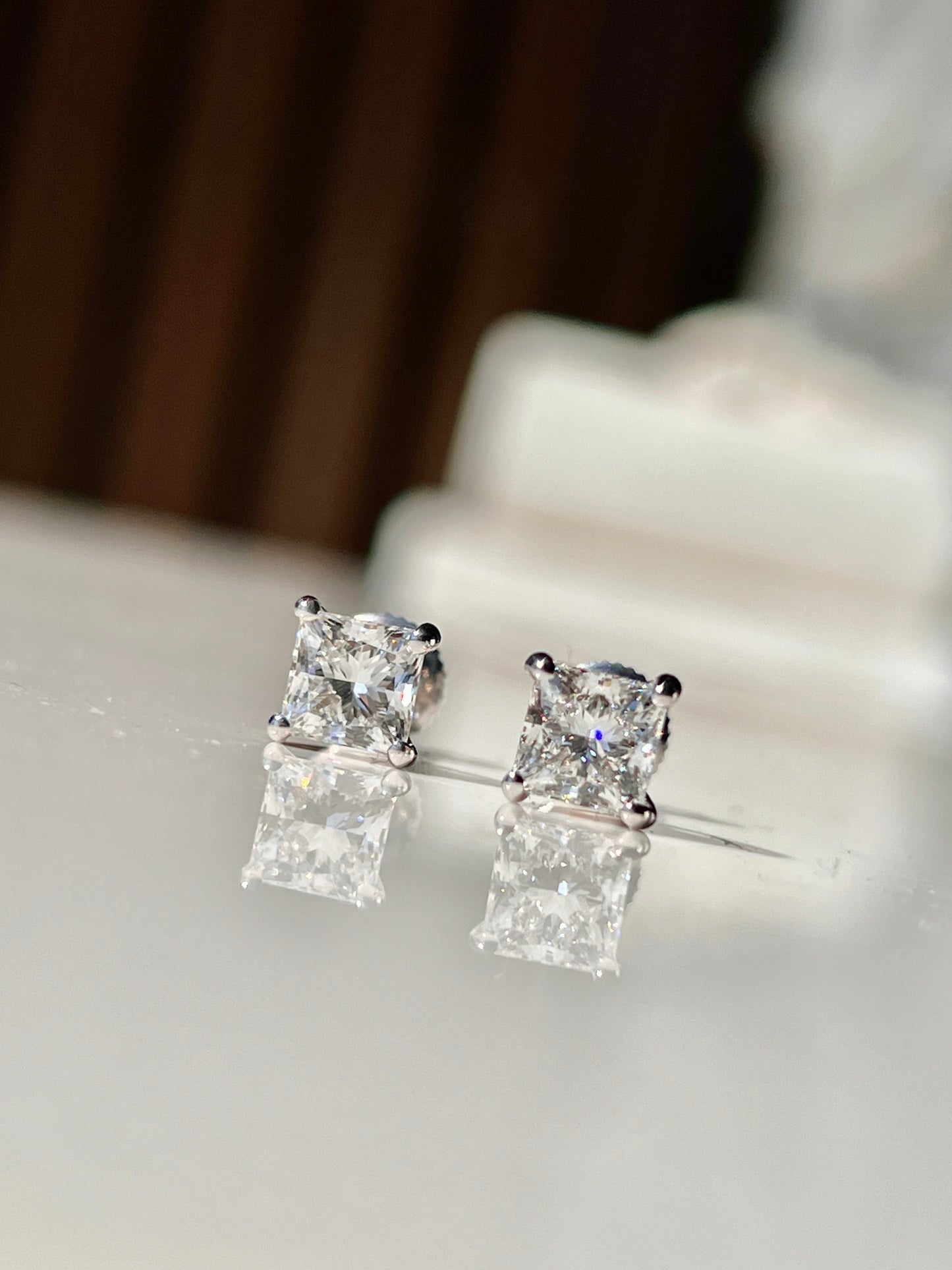 Lab-Luxe™ - 2.18ct Princess Cut Diamond Studs