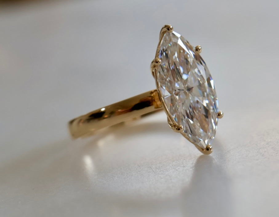 3ct Marquise Solitaire Diamond Ring 18kt