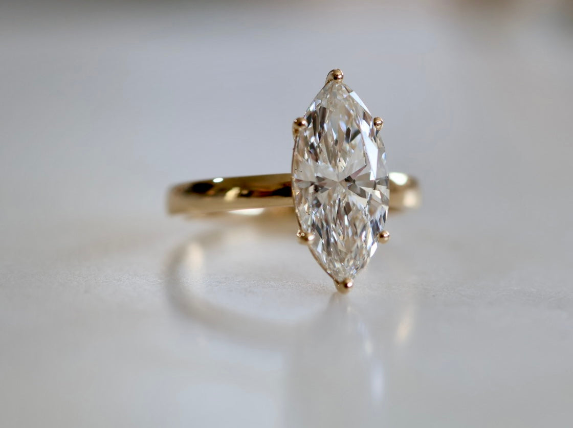 3ct Marquise Solitaire Diamond Ring 18kt
