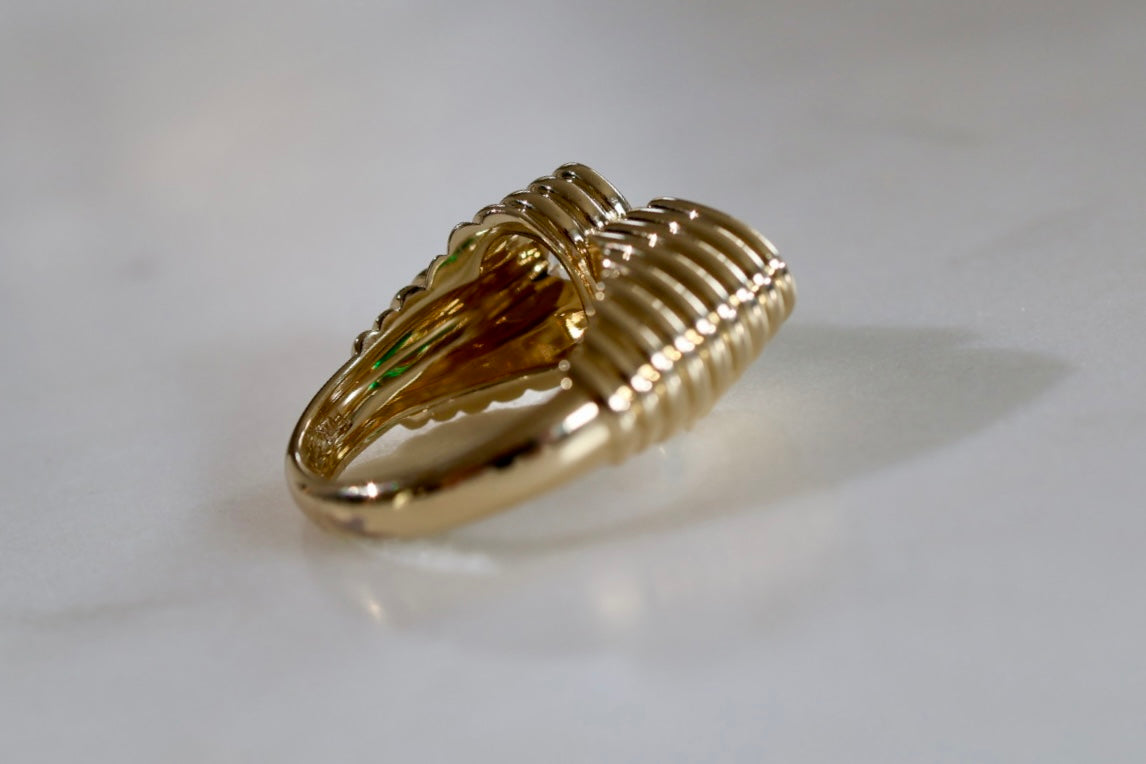 3ct Queen Of Hearts Yellow Gold Ring - Emerald