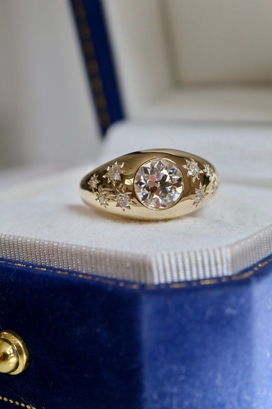 Etoile - Old European Cut Diamond Starburst Ring Yellow Gold
