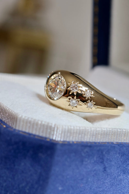 Etoile - Old European Cut Diamond Starburst Ring Yellow Gold