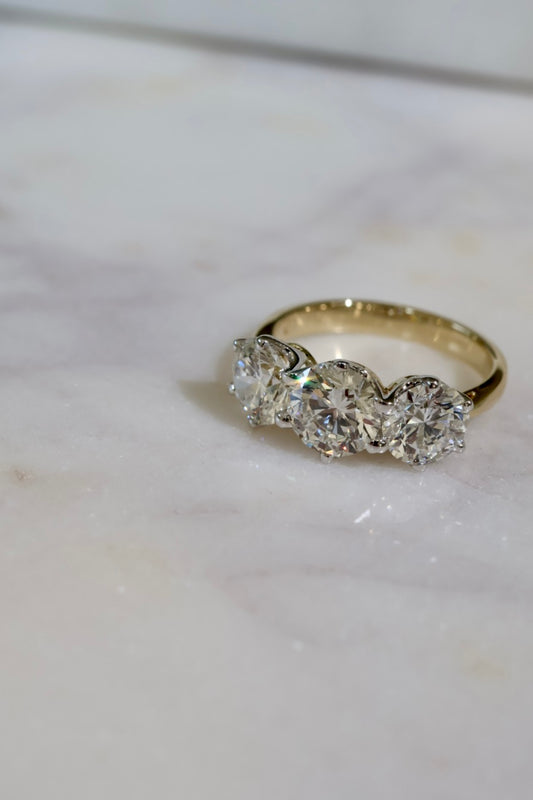 Opportunity Buy - 4.12ct Trilogy Ring Two Tone Gold