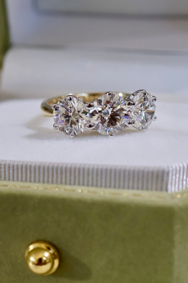 Opportunity Buy - 4.12ct Trilogy Ring Two Tone Gold