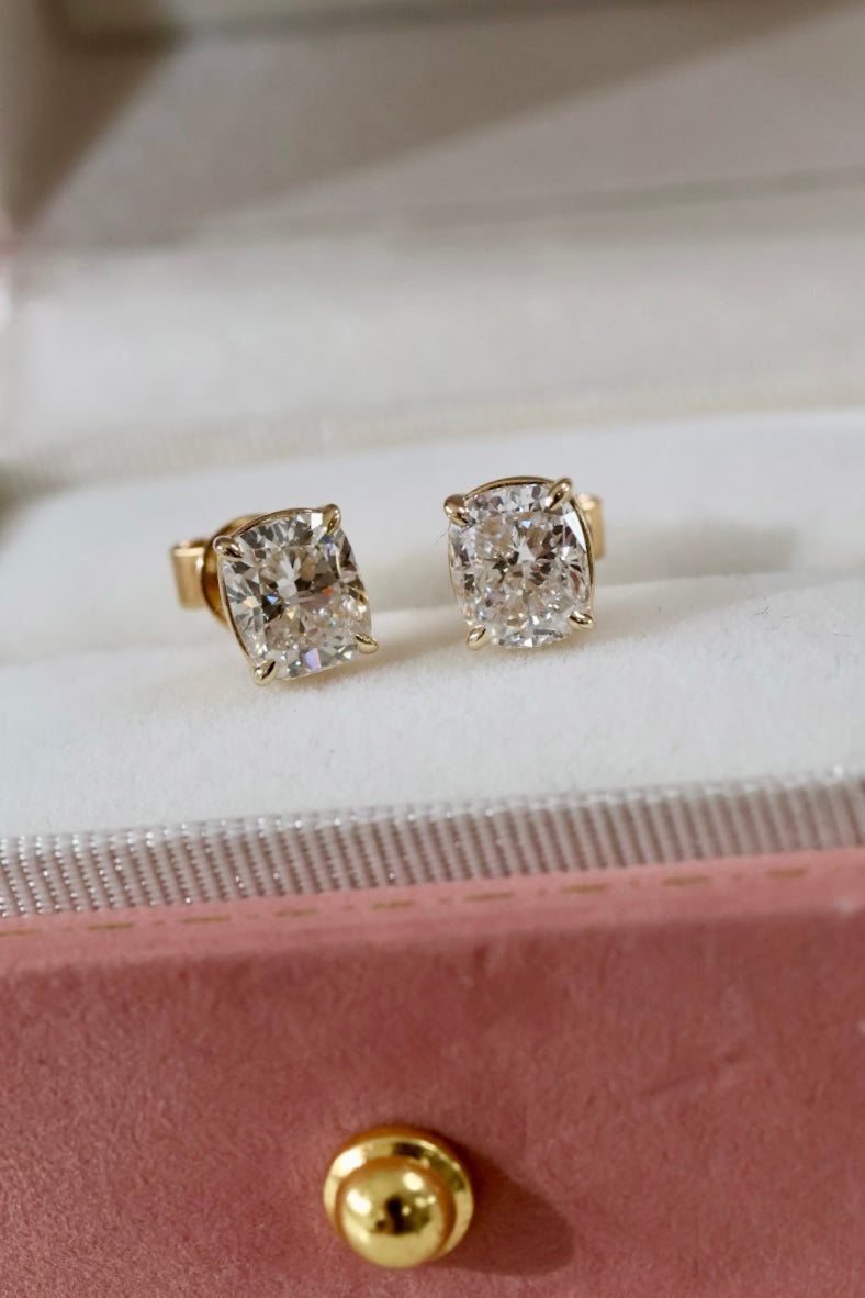 Lumi - 2ct Elongated Cushion Cut Diamond Stud Earrings