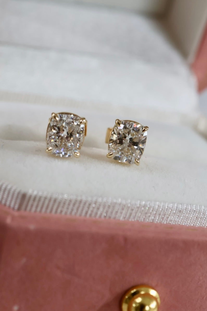 Lumi - 2ct Elongated Cushion Cut Diamond Stud Earrings