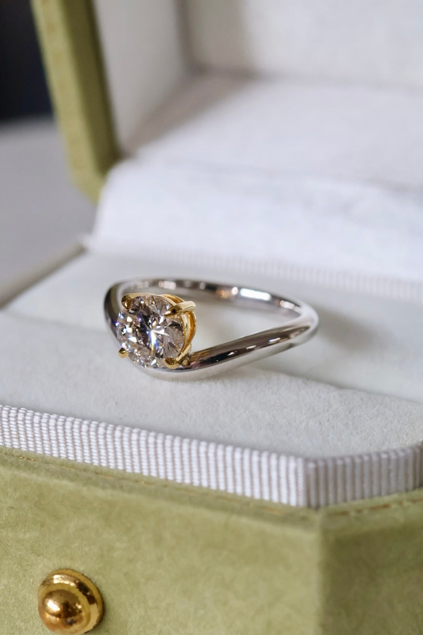 Marius - 1ct Round Diamond Silver & Gold Ring