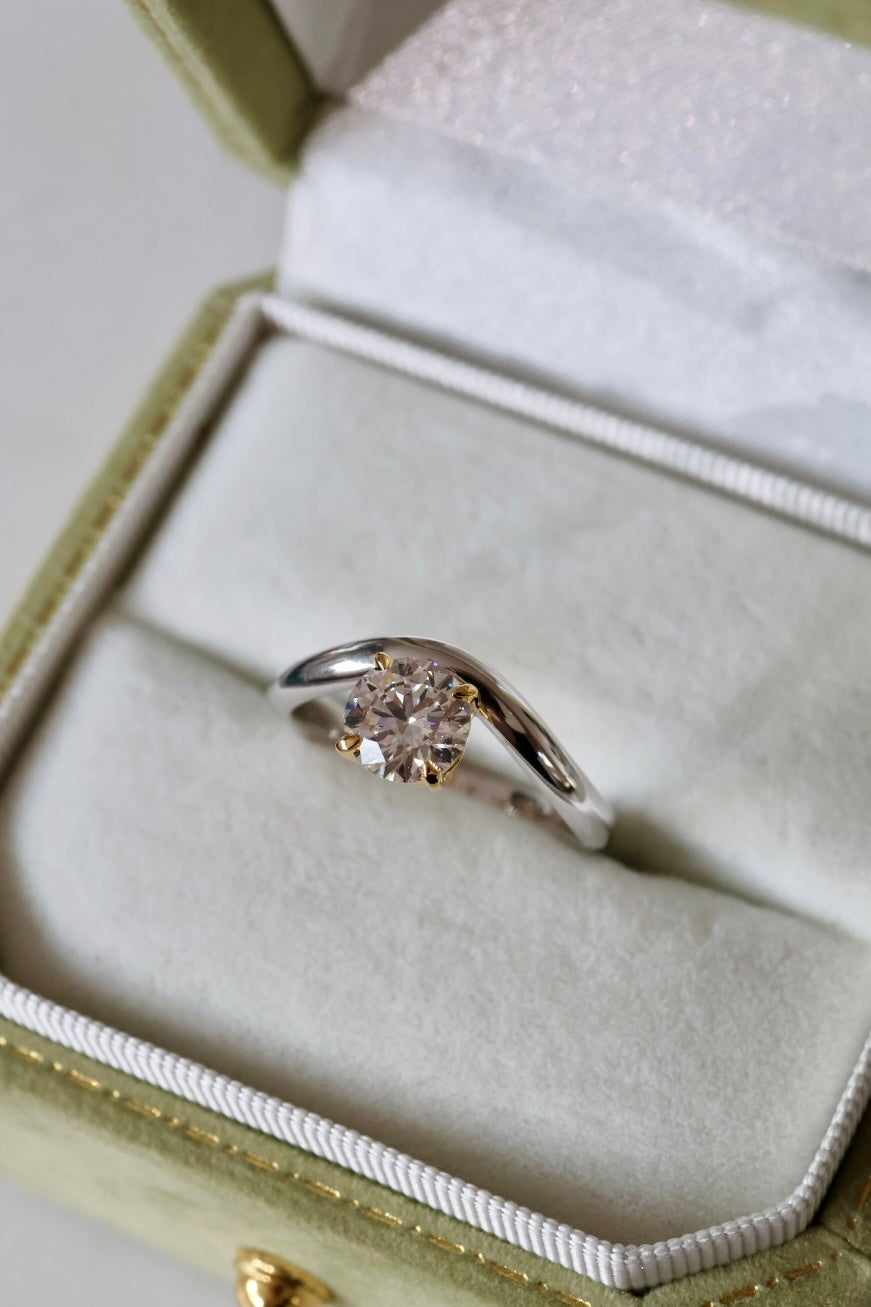 Marius - 1ct Round Diamond Silver & Gold Ring