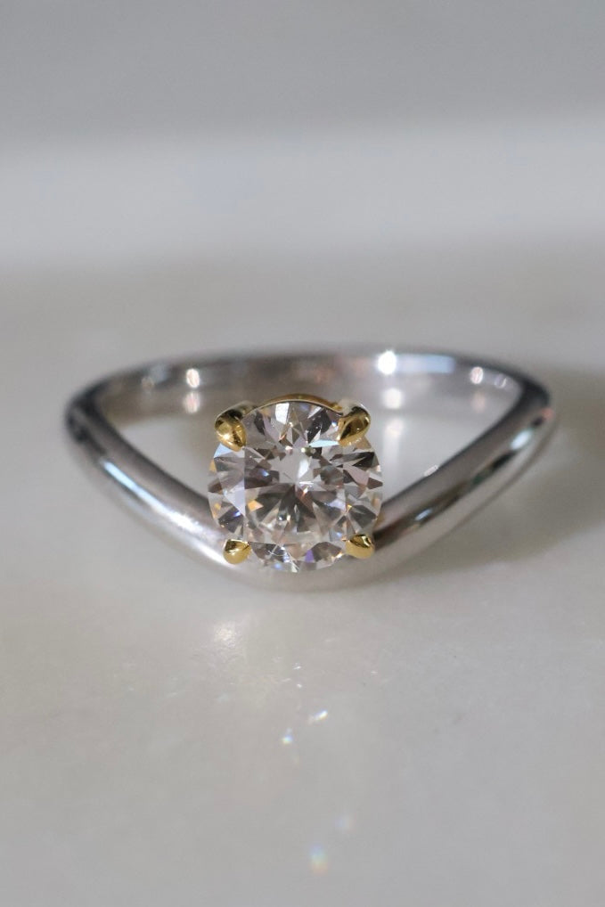 Marius - 1ct Round Diamond Silver & Gold Ring