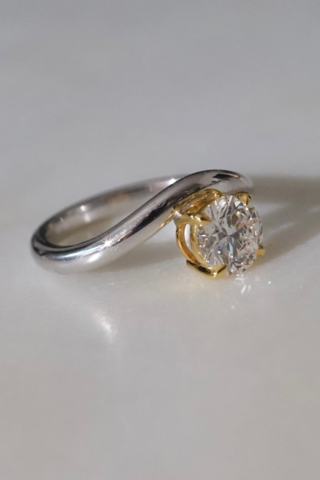 Marius - 1ct Round Diamond Silver & Gold Ring