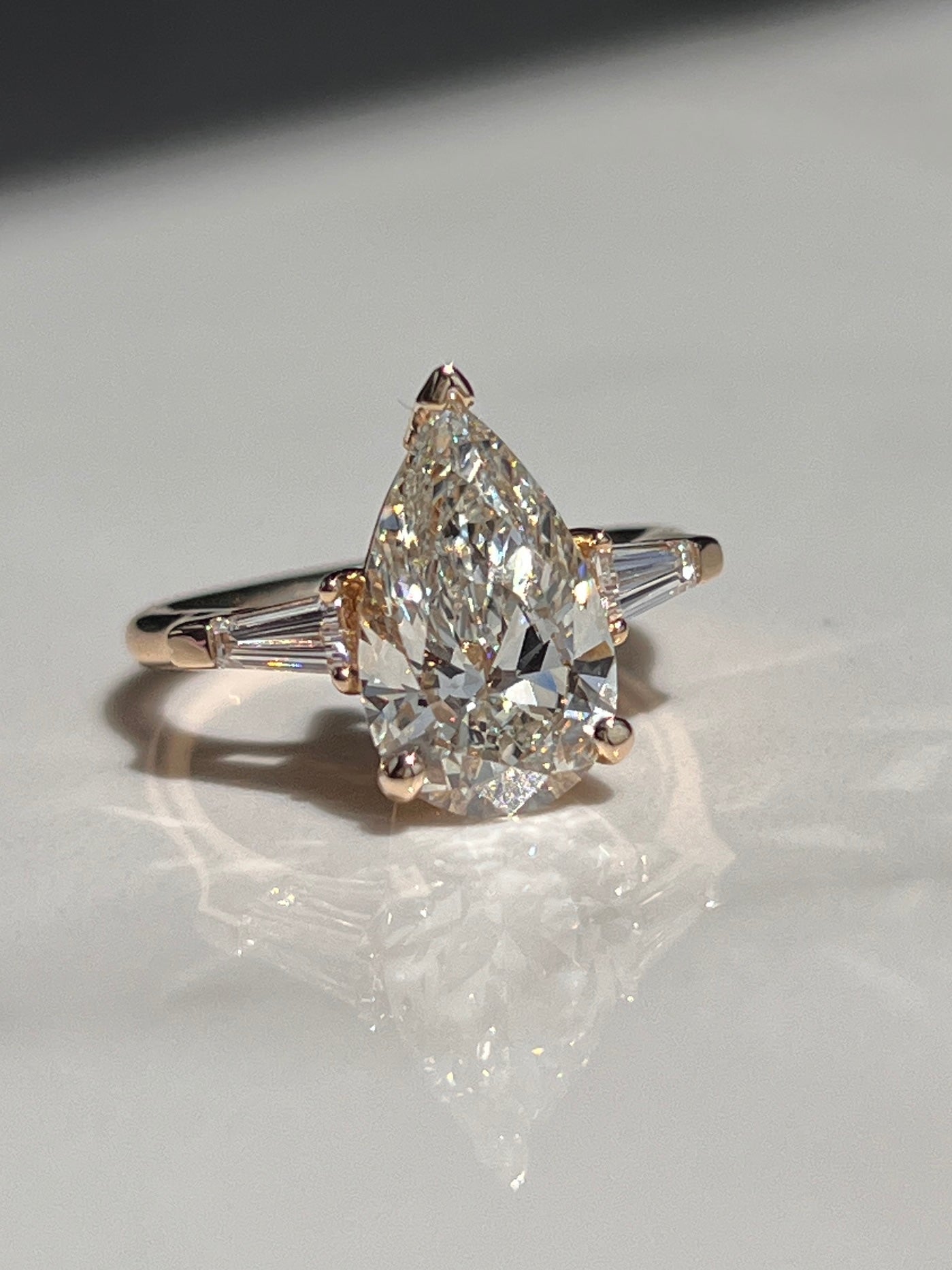 5.10ct Pear & Baguette Diamond Ring