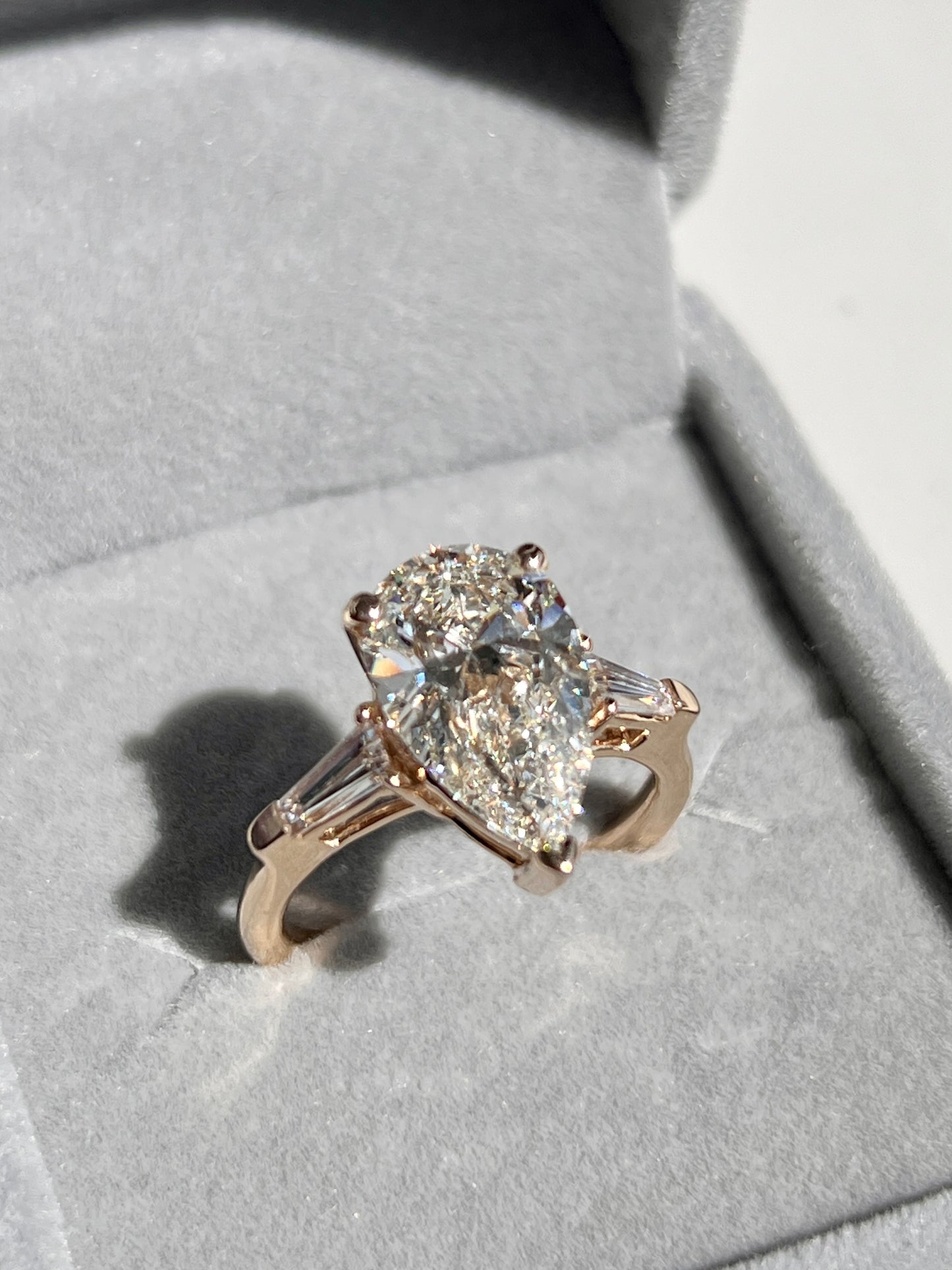 5.10ct Pear & Baguette Diamond Ring