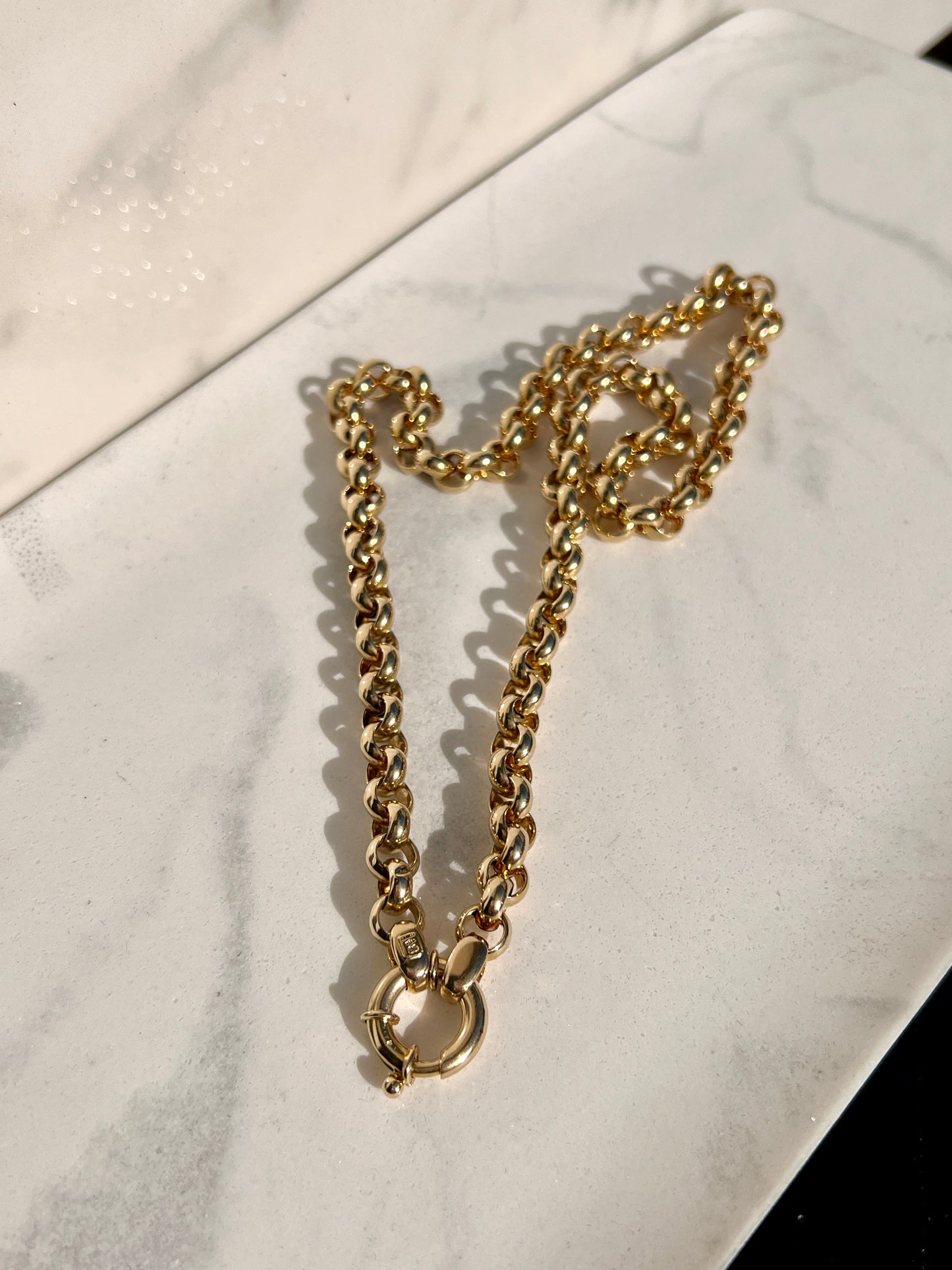 Yellow Gold Belcher Chain 50cm