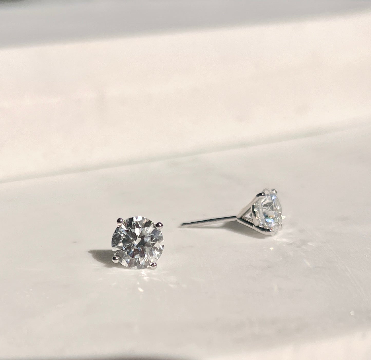 3ct Martini Style Diamond Earring Studs 18Kt Gold