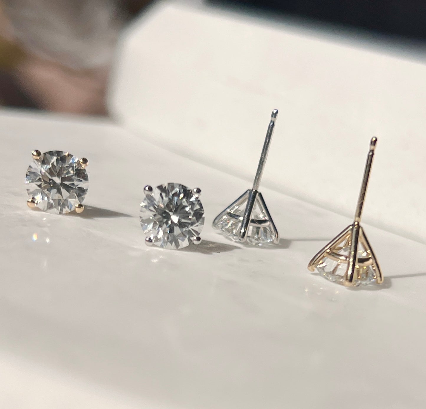 3ct Martini Style Diamond Earring Studs 18Kt Gold