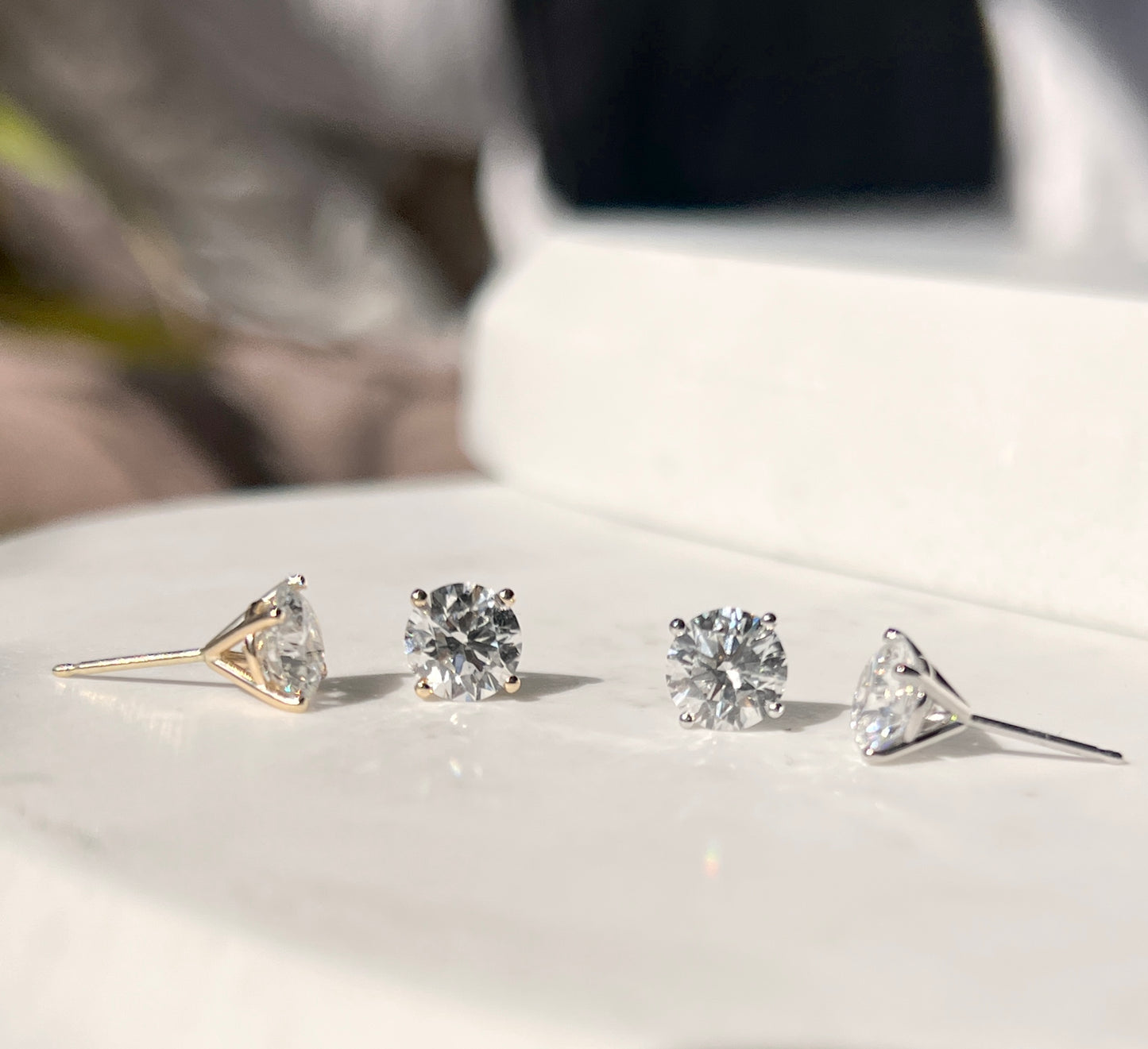 3ct Martini Style Diamond Earring Studs 18Kt Gold