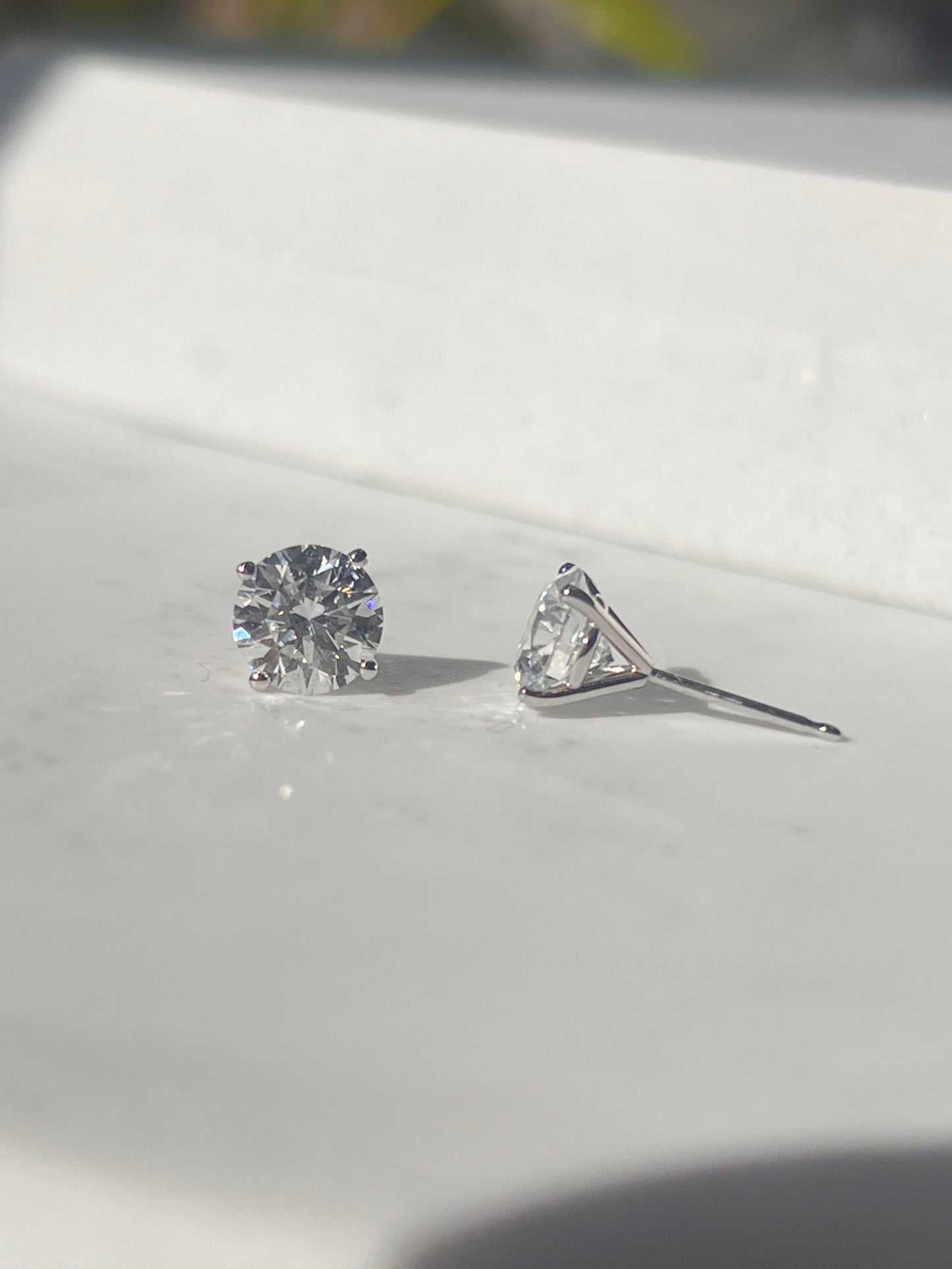 3ct Martini Style Diamond Earring Studs 18Kt Gold
