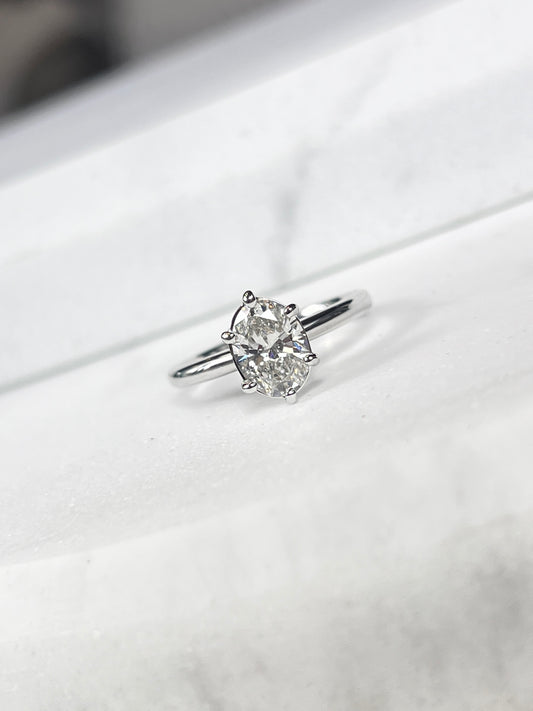 1.31ct Oval Certified Diamond Solitaire White Gold