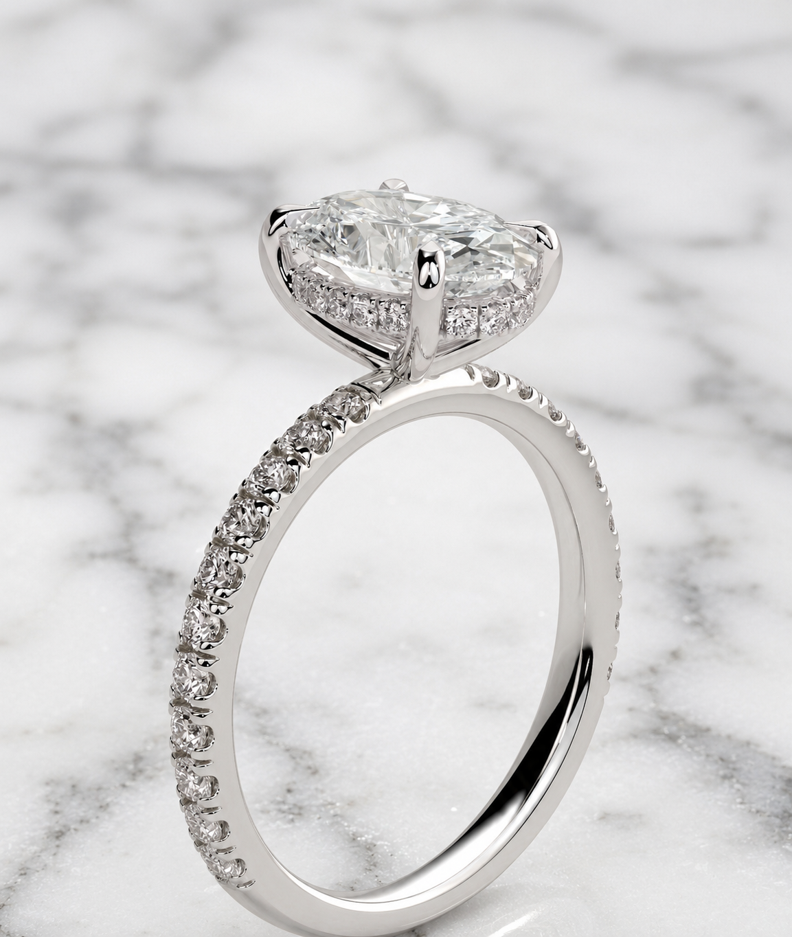 Jade - 2ct Centre Oval Solitaire Hidden Halo Ring