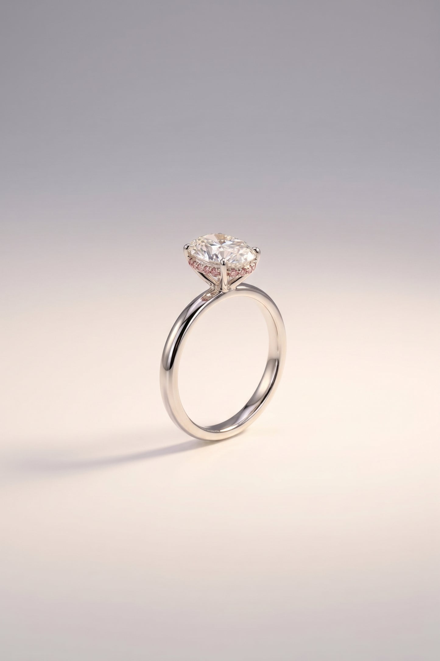 Lola | 2ct Oval Lab-Grown Diamond Solitaire with Pink Halo