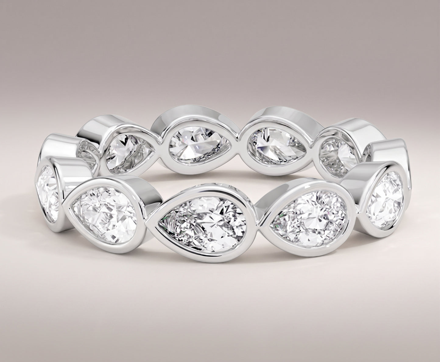East-West Pear Diamond Eternity Band | Bezel Set