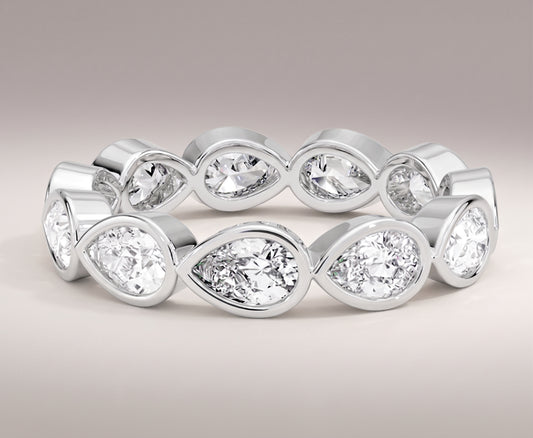 East-West Pear Diamond Eternity Band | Bezel Set