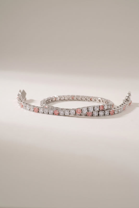 Chance | White & Pink Lab-Grown Diamond Tennis Bracelet White Gold