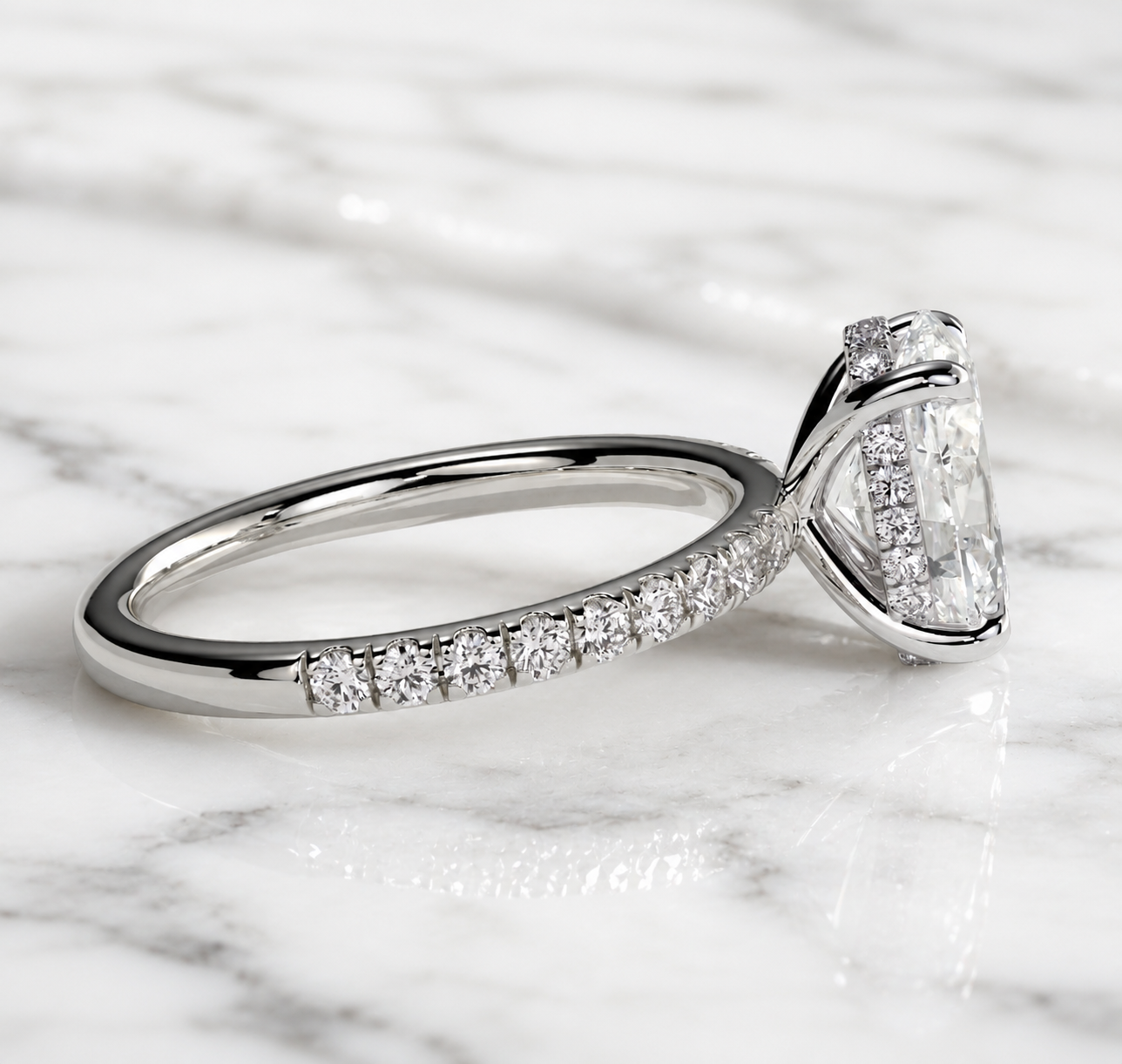 Jade - 2ct Centre Oval Solitaire Hidden Halo Ring