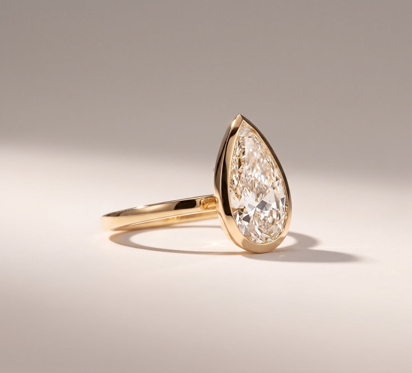 Hannah | 5ct Bezel Set Pear Cut Diamond Ring