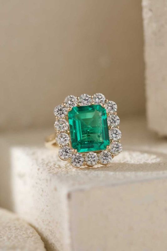 4ct Emerald Cut Columbian Emerald & Diamond Ring