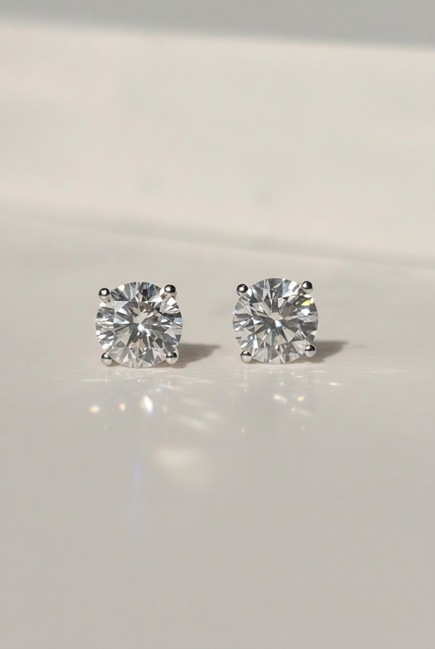 3ct Martini Style Diamond Earring Studs