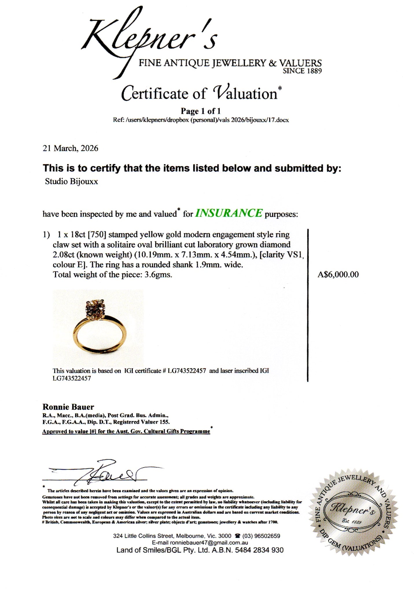 Opportunity Buy - 2ct Oval Solitaire 18ct Yellow Gold