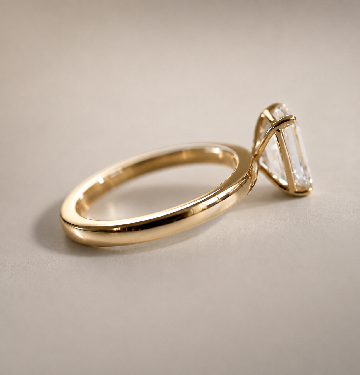 Sophie | 2ct Emerald Cut Diamond Solitaire Ring Yellow Gold