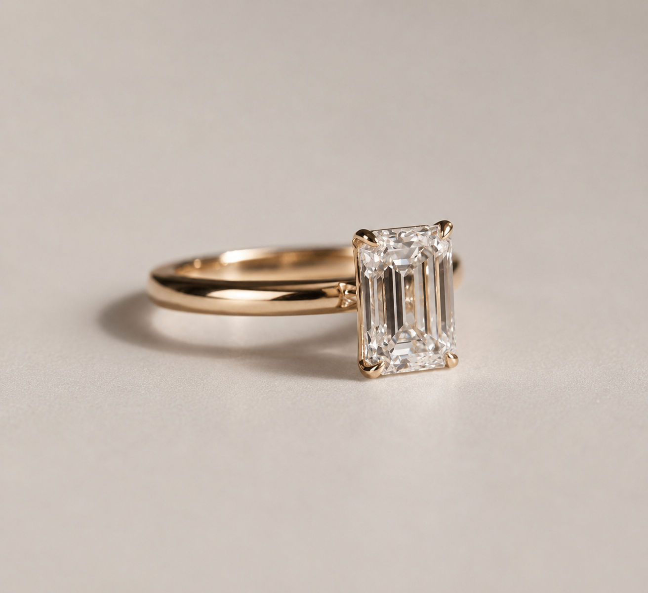 Sophie | 2ct Emerald Cut Diamond Solitaire Ring Yellow Gold
