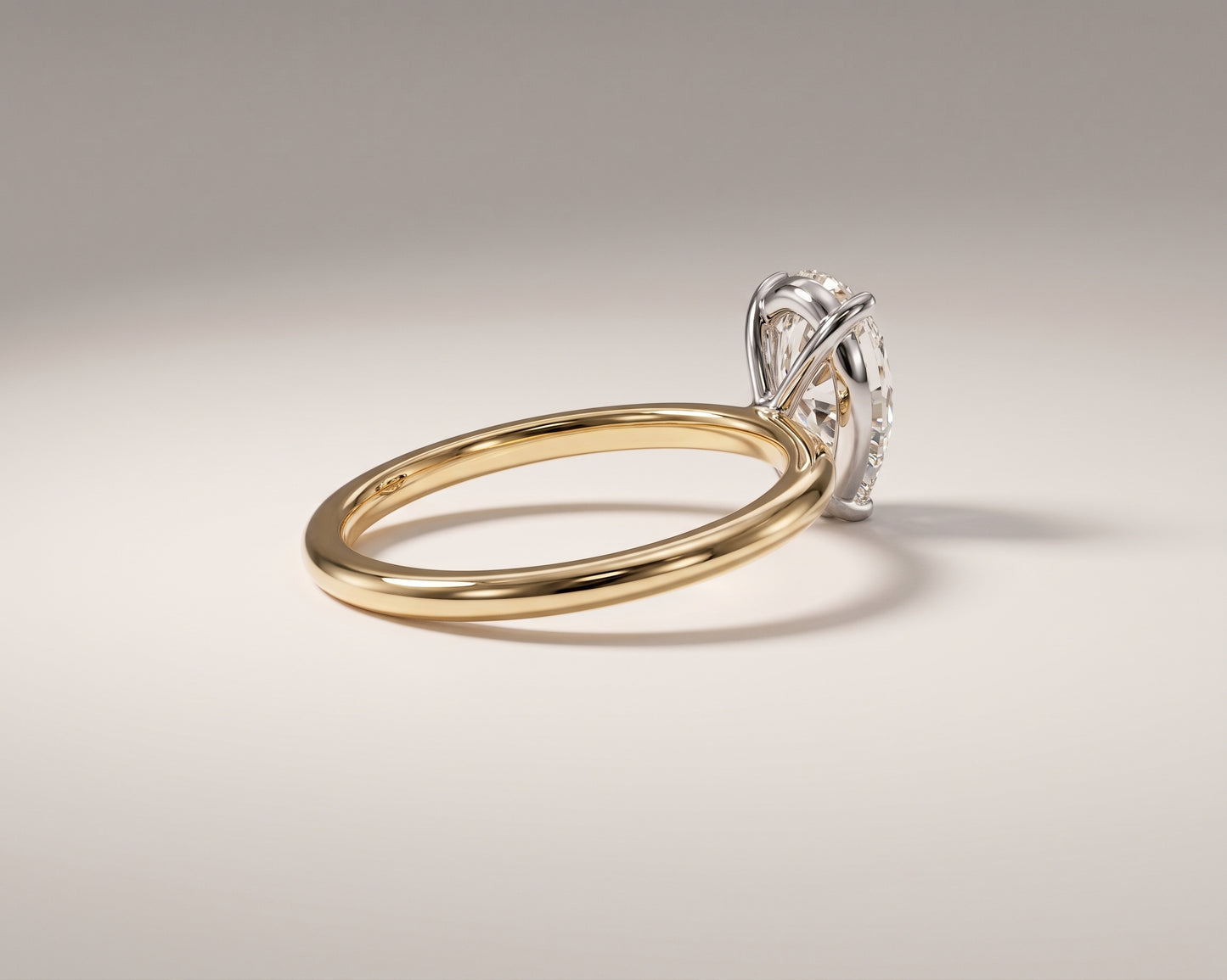 Gia | 1.5ct Peat Cut Diamond Solitaire Ring Two Tone Gold
