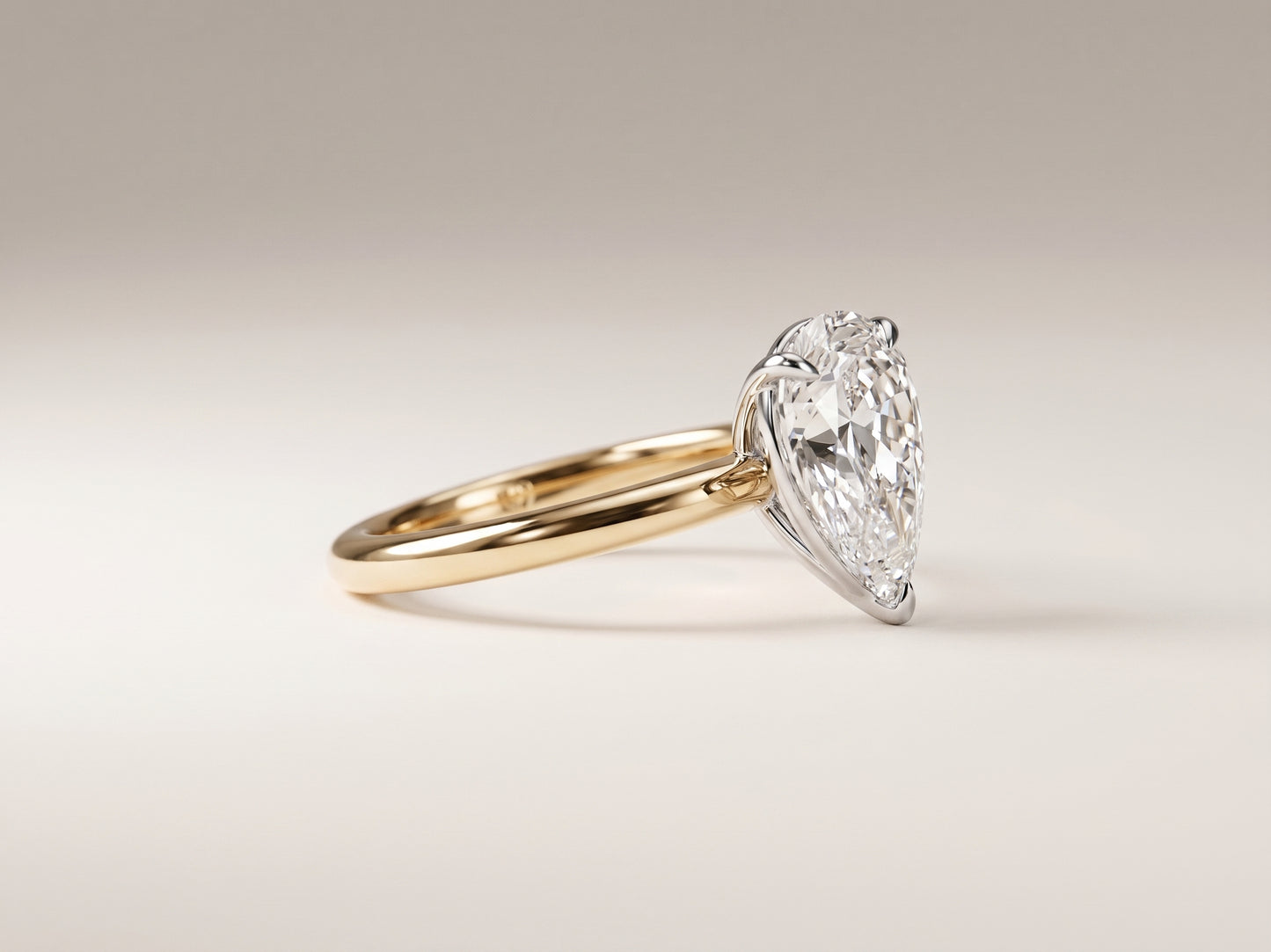 Gia | 1.5ct Peat Cut Diamond Solitaire Ring Two Tone Gold