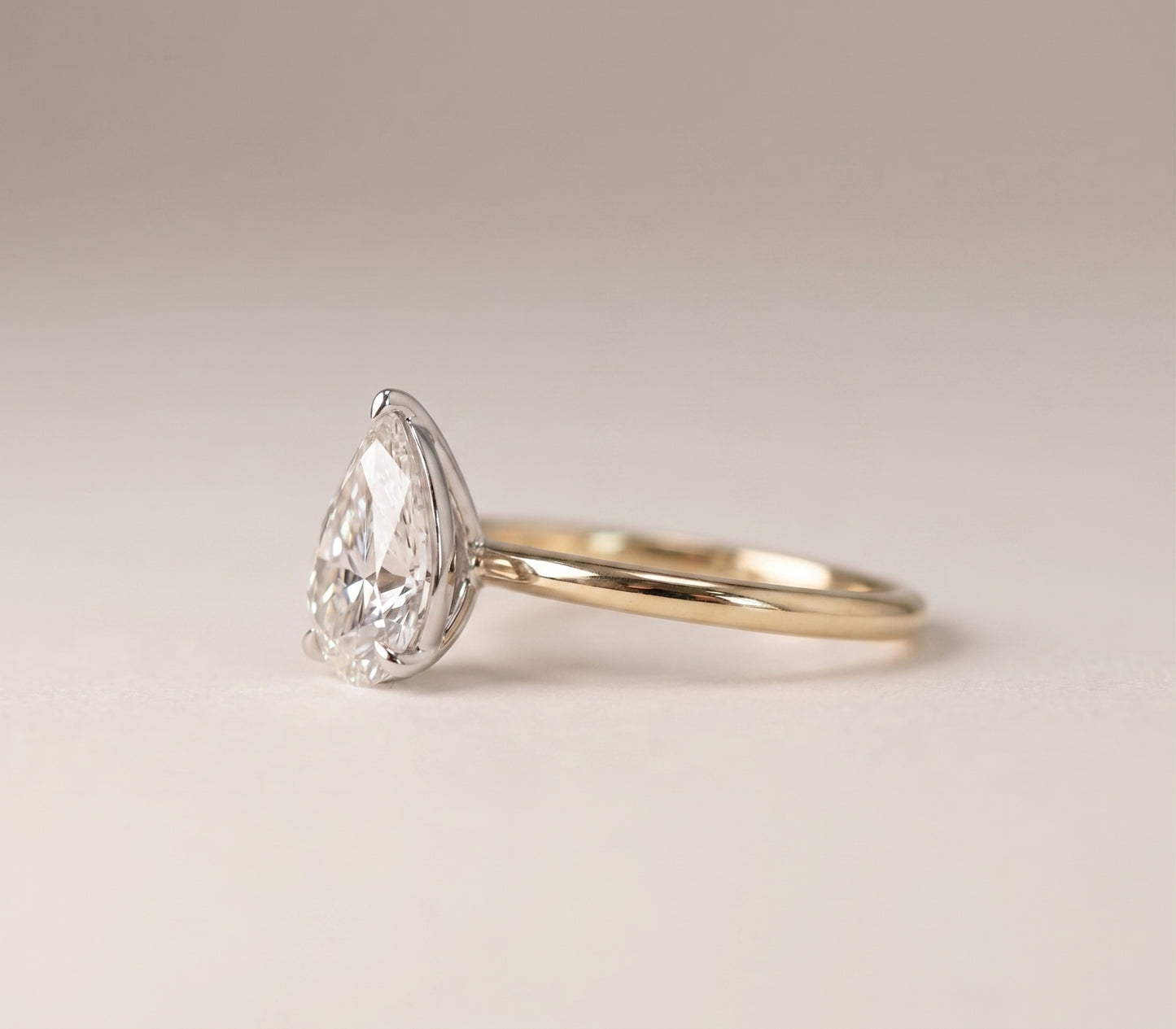 Gia | 1.5ct Peat Cut Diamond Solitaire Ring Two Tone Gold