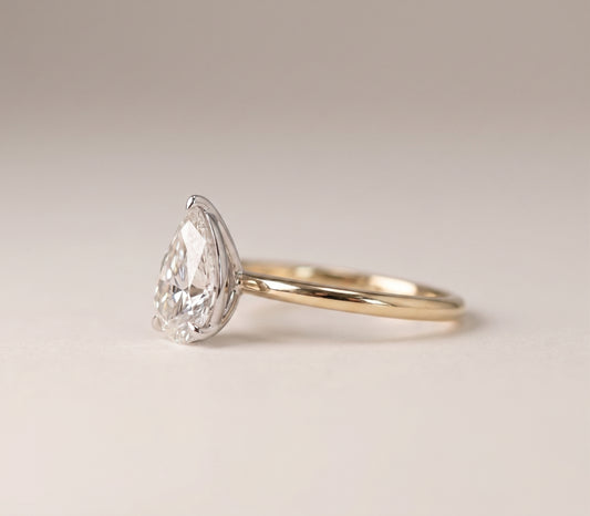 Gia | 1.5ct Peat Cut Diamond Solitaire Ring Two Tone Gold