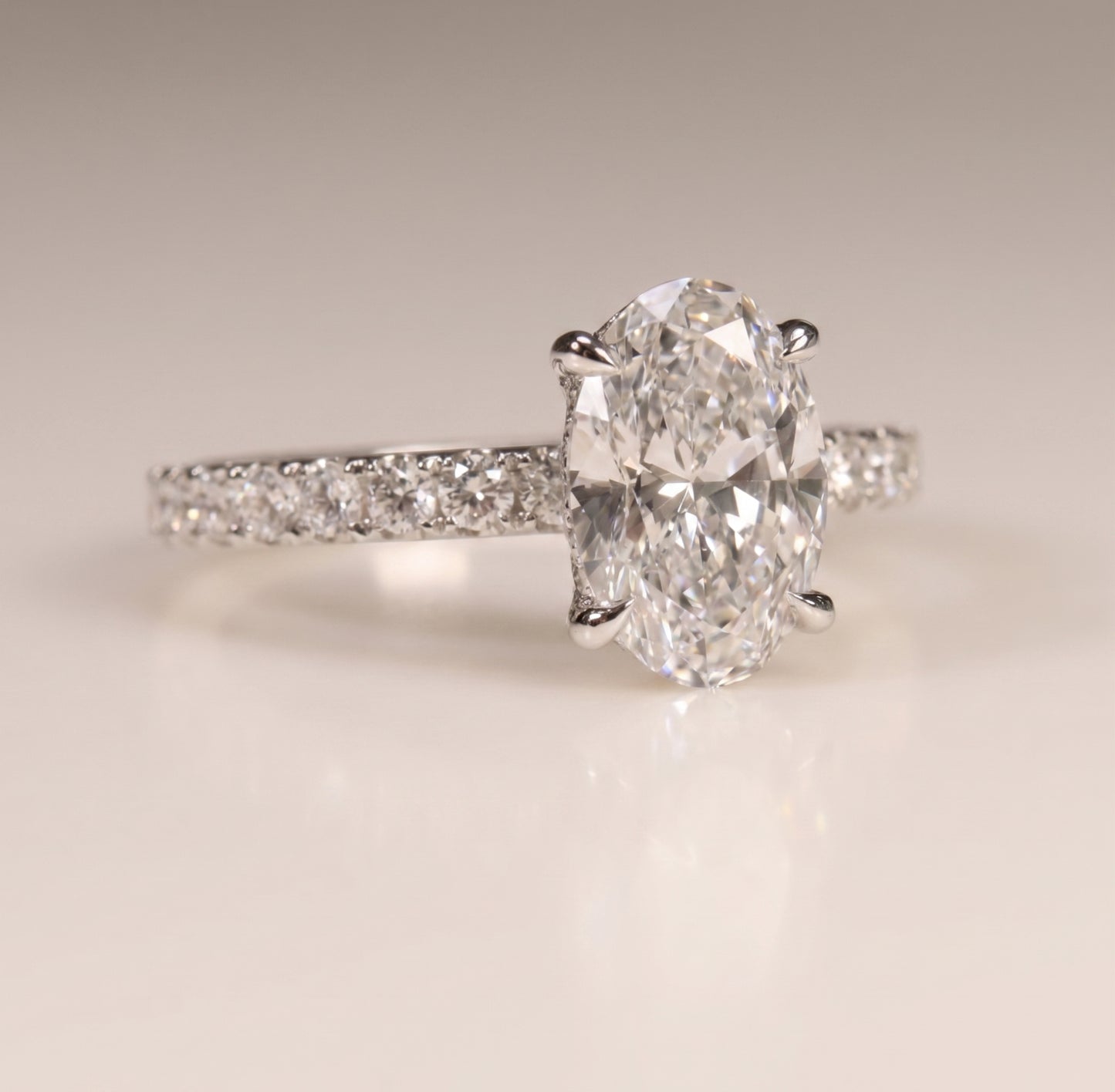 Jade | 1.5ct Centre Oval Solitaire Hidden Halo Ring White Gold