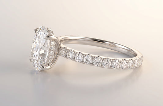 Jade | 1.5ct Centre Oval Solitaire Hidden Halo Ring White Gold