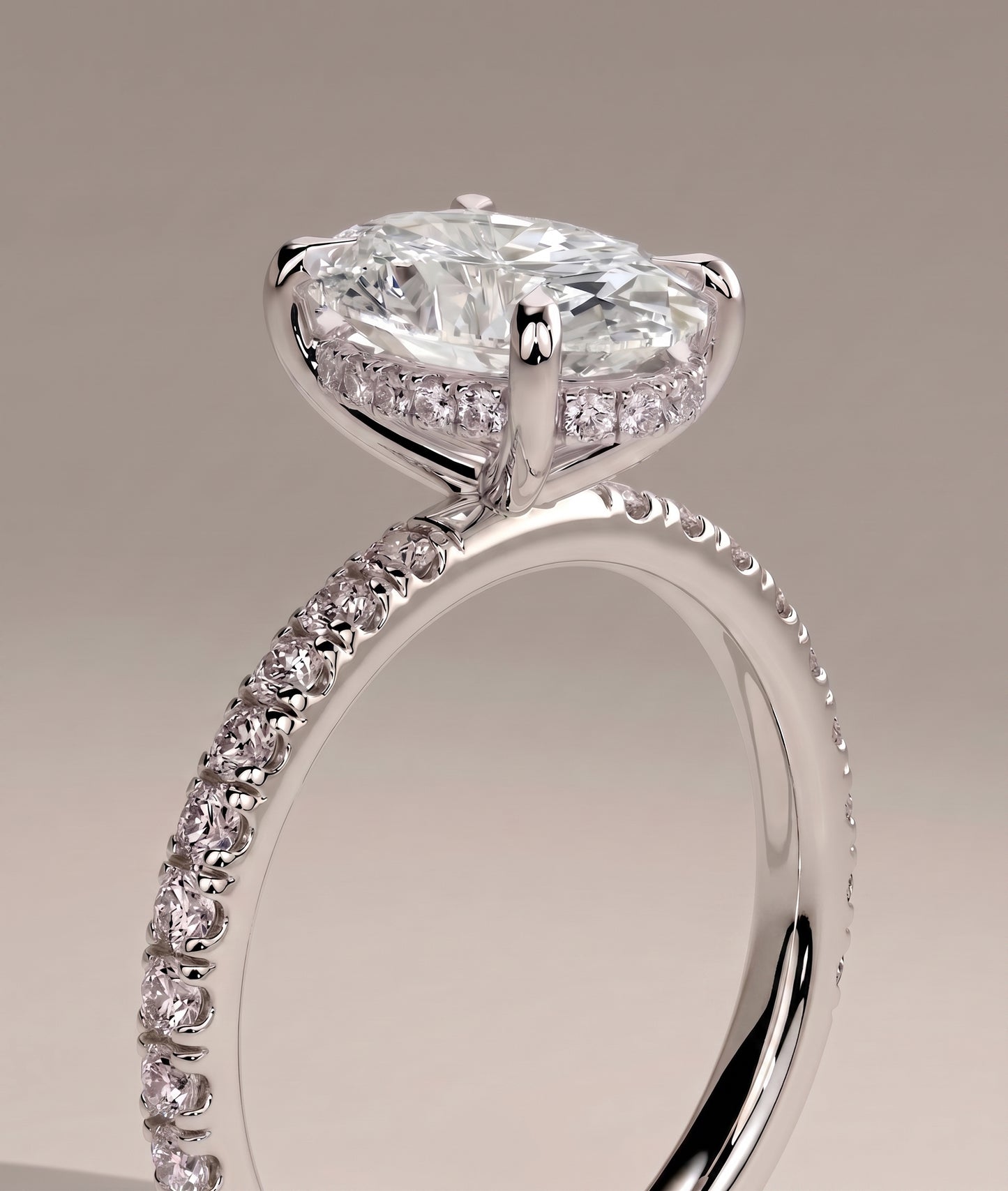 Jade - 2ct Centre Oval Solitaire Hidden Halo Ring