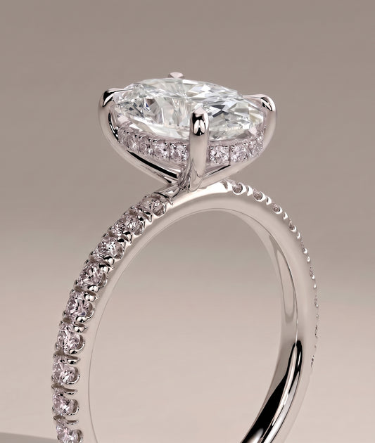 Jade - 2ct Centre Oval Solitaire Hidden Halo Ring