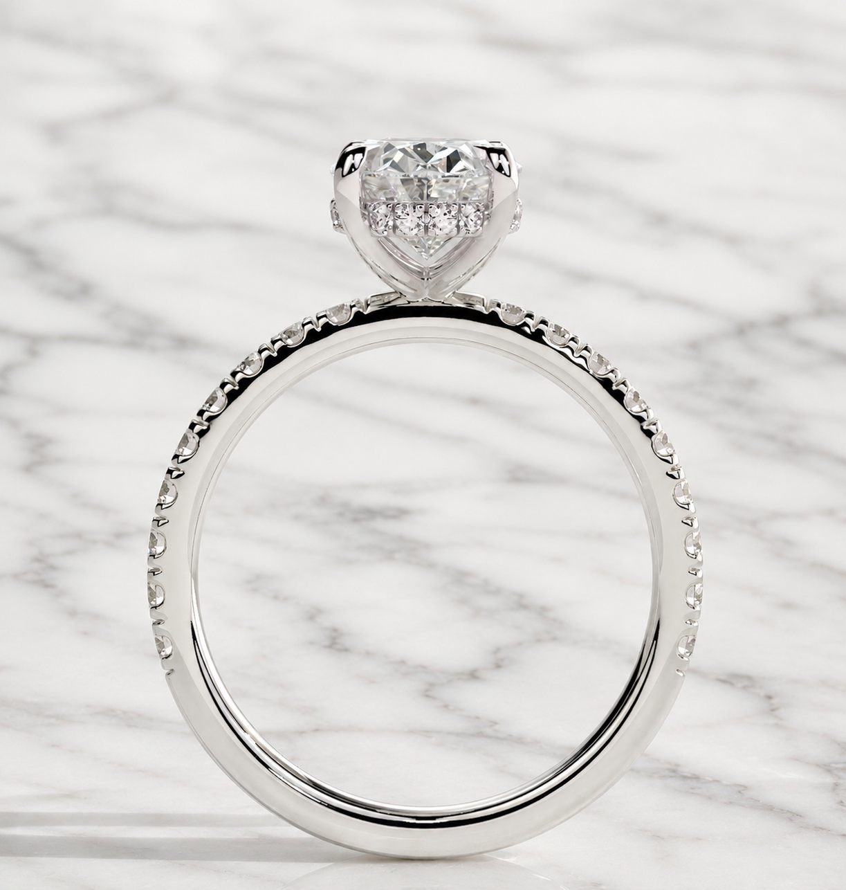 Jade - 2ct Centre Oval Solitaire Hidden Halo Ring