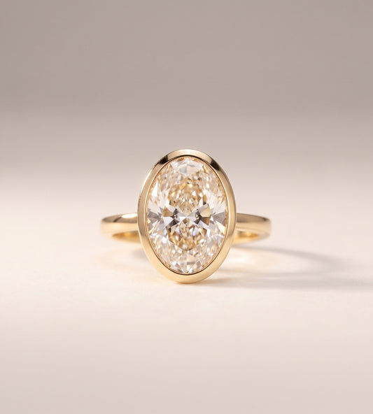 Hannah | 5.00ct Bezel Set Oval Cut Diamond Ring