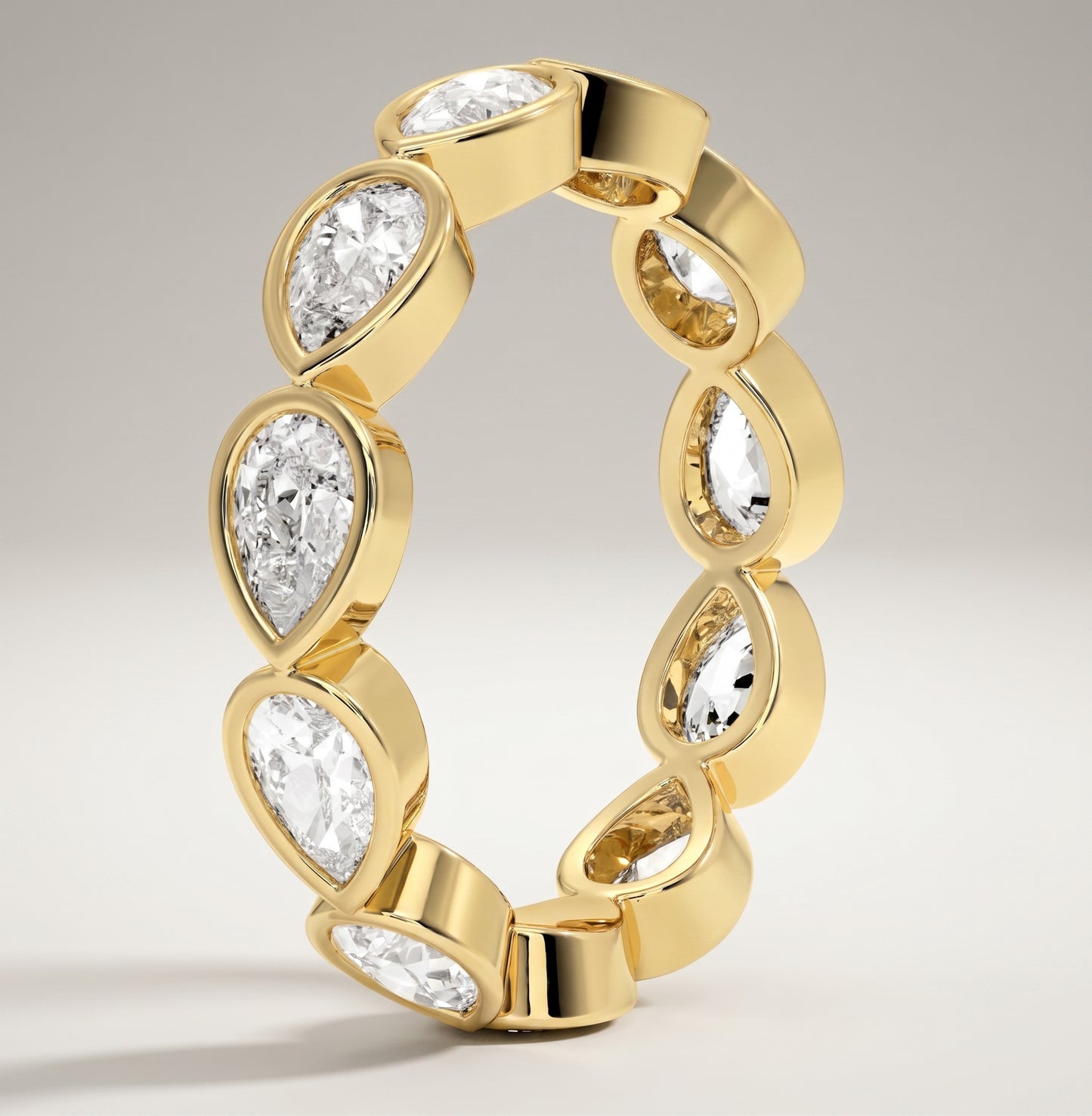 East-West Pear Diamond Eternity Band | Bezel Set