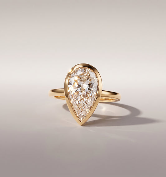 Hannah | 5ct Bezel Set Pear Cut Diamond Ring